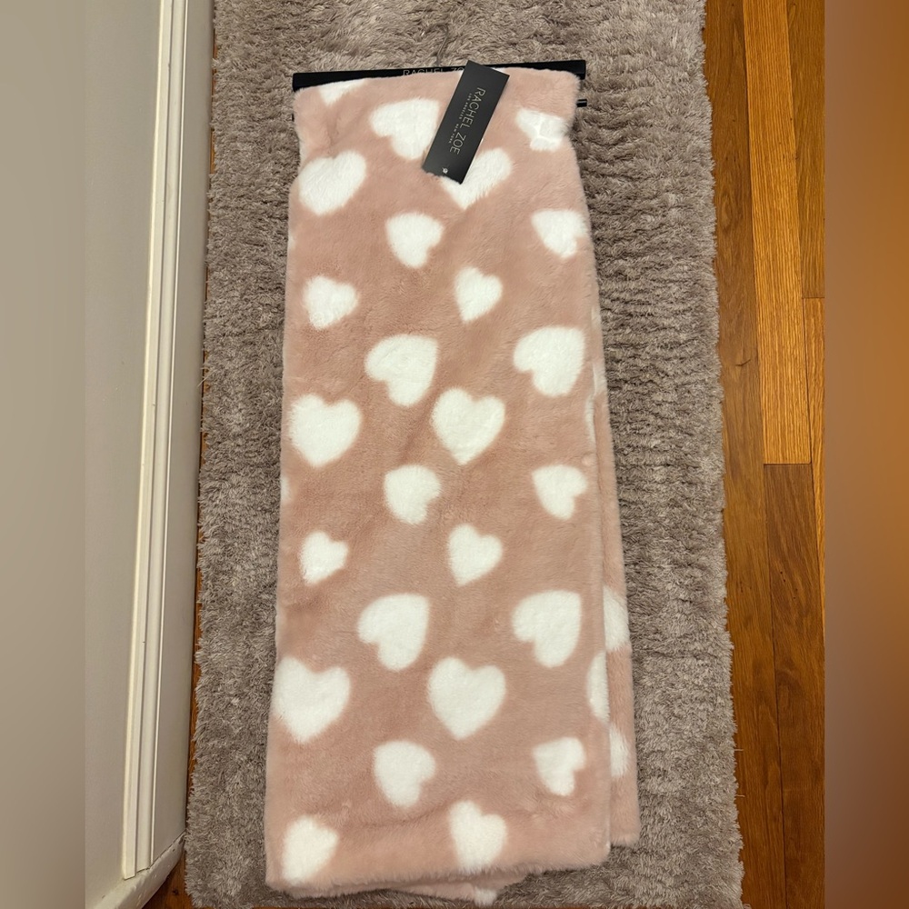 Rachel Zoe Pink and White Heart Blanket